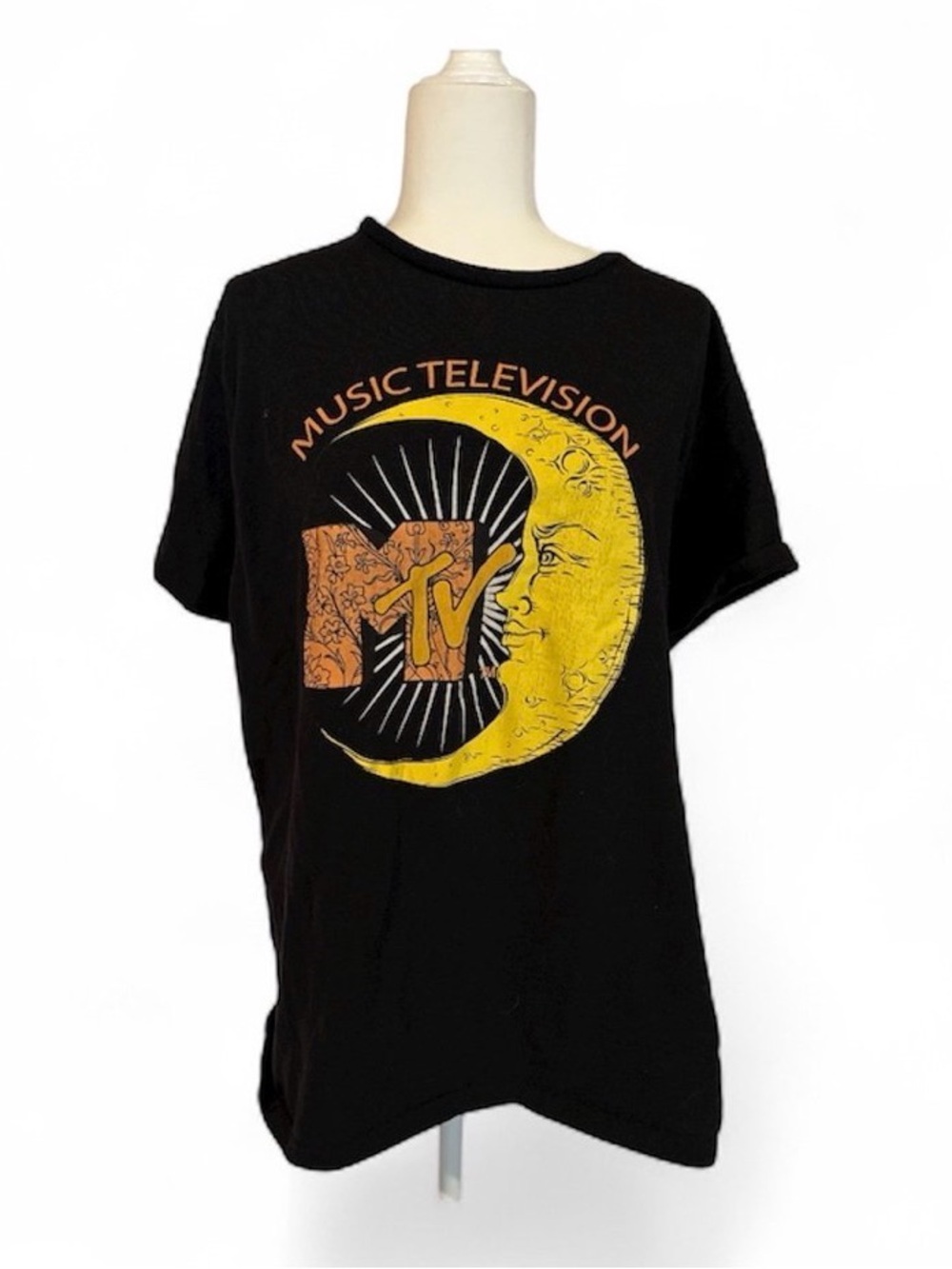 MTV Black graphic Tee with White Logo Print